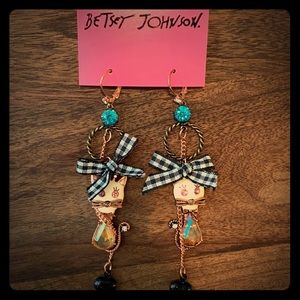 NWT Betsey Johnson Cat Drop Earrings